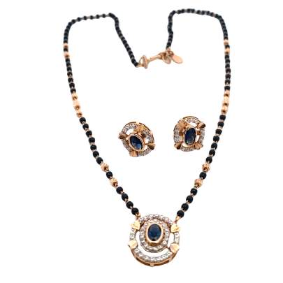 18KT ROSE GOLD BLUE STONE MANGALSUUTRA SET Mangalsutra Set