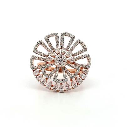 CLASSIC FLOWER PATTERN SEMI COCKTAIL FINGER RING  Gold